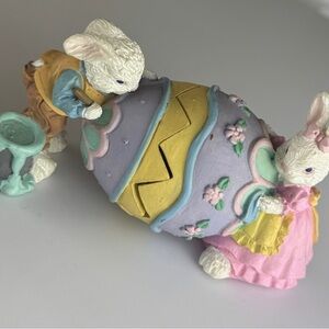 Pastel Easter Bunny Figurine with Egg miniature